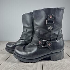 Harley-Davidson Alivia Black Leather Motorcycle Boots - Size 8.5